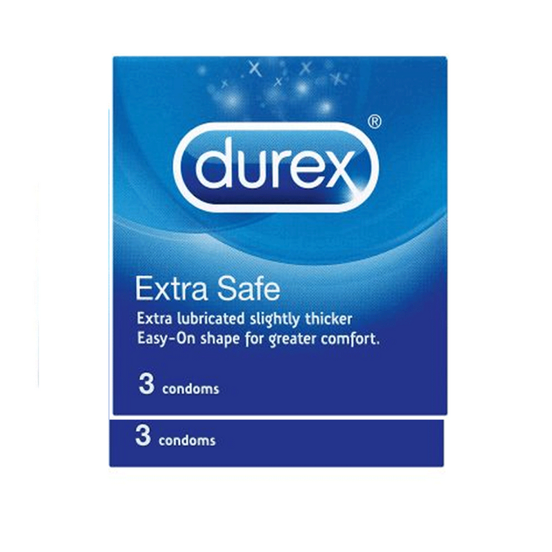 durex extra safe with extra lubricated slightly thicker imported condoms 3s